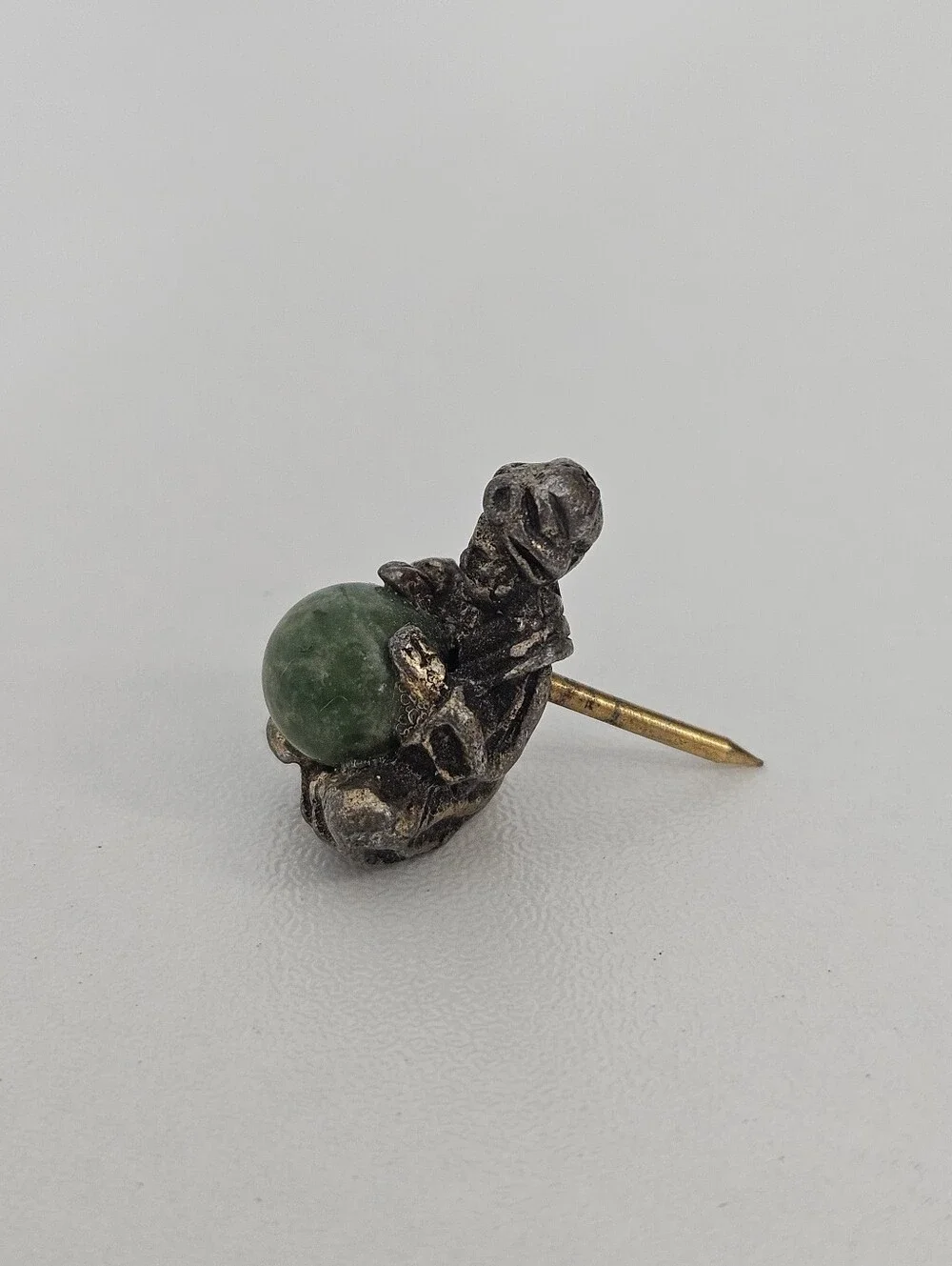 Vintage Rare Seer Fortune Teller Holding Natural Stone Ball Tie Tack Pin